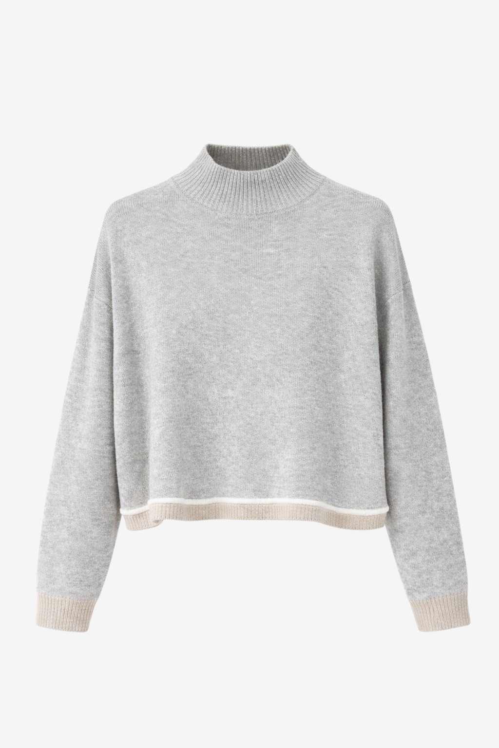 LJ Kastiger Strickpullover mit Kontrastsaum – Bild 4