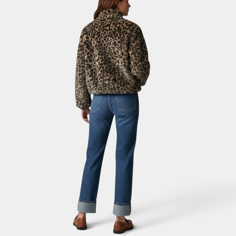 Teddyfleece Jacke Leo-Print – Bild 4