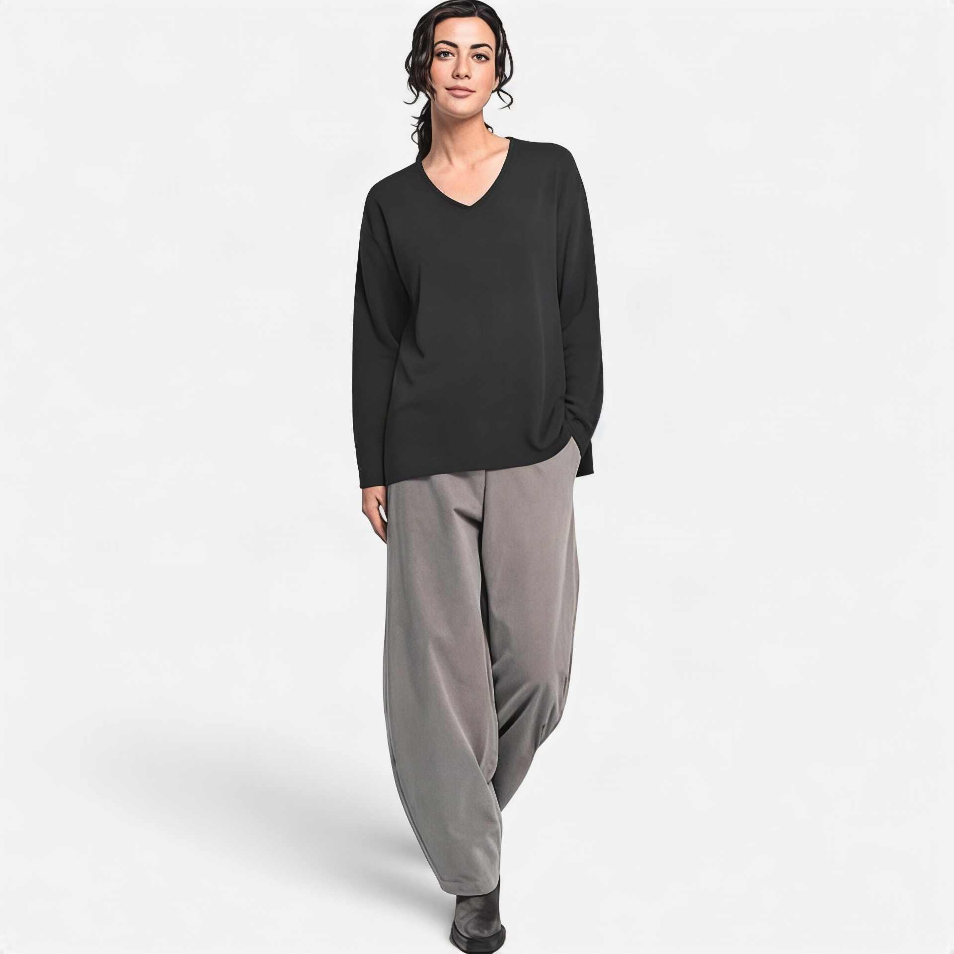 Vetono Oversized Pullover V-Ausschnitt – Bild 2