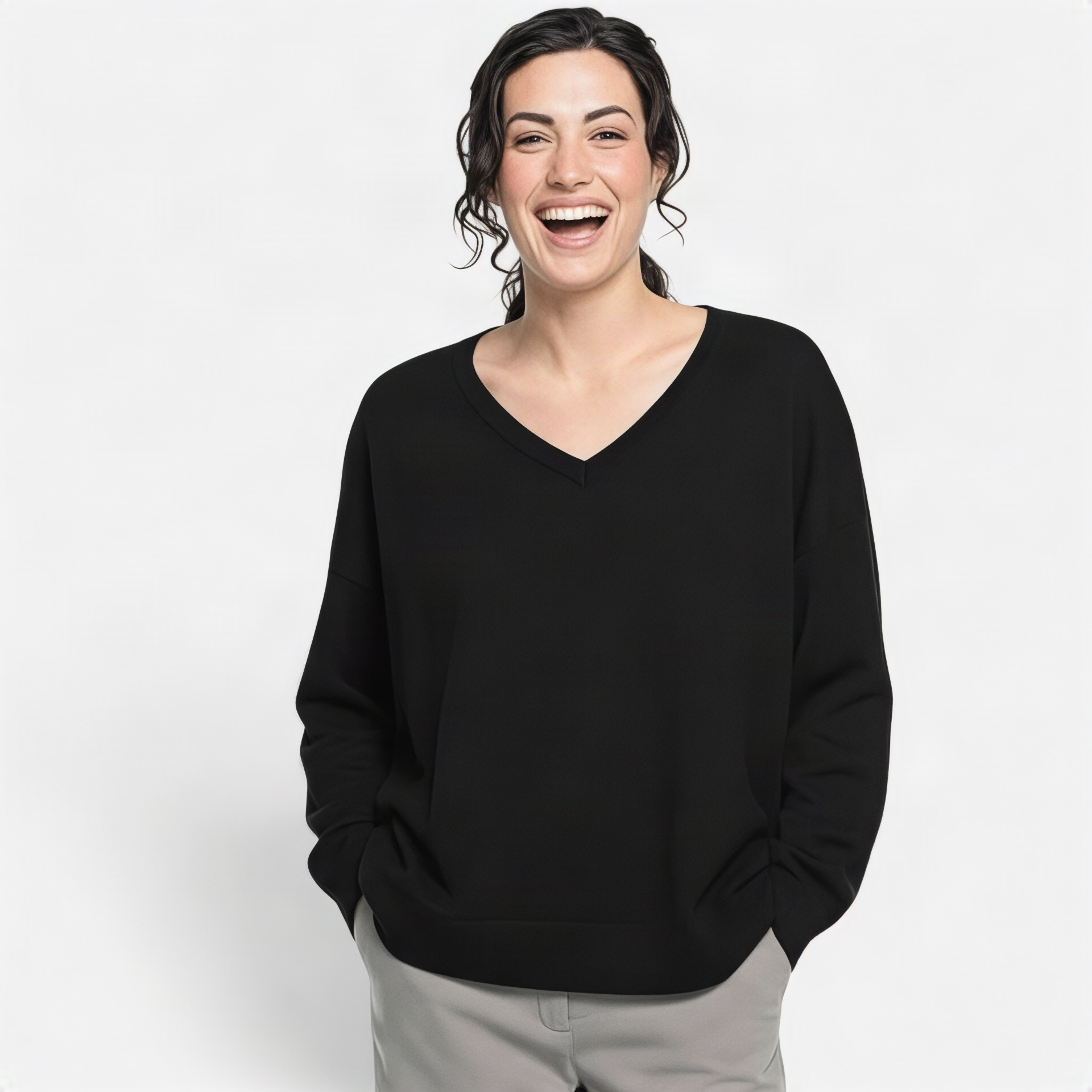 Vetono Oversized Pullover V-Ausschnitt – Bild 4